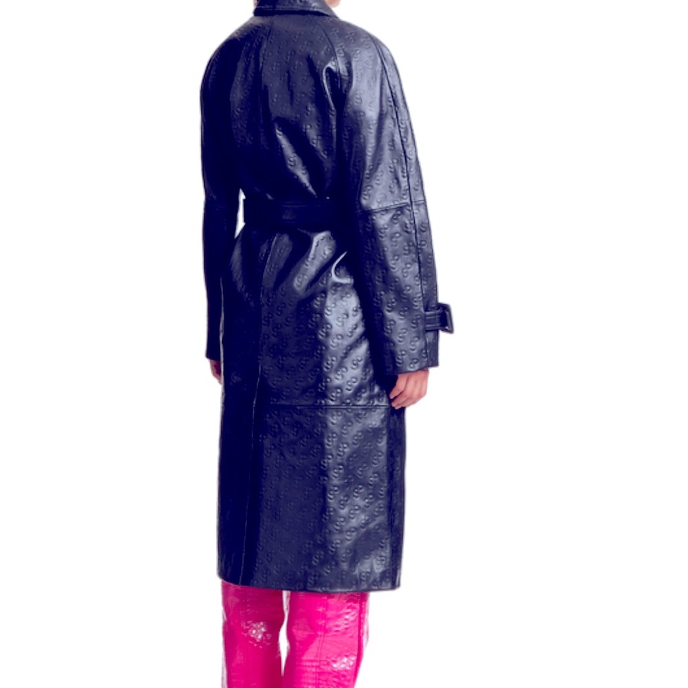 Saks Potts black leather coat monogram size 1